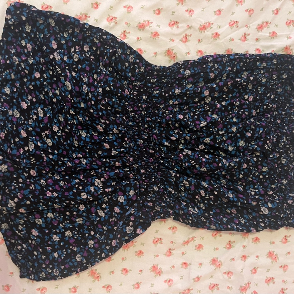 579 Floral Print Ropper - Black and Purple